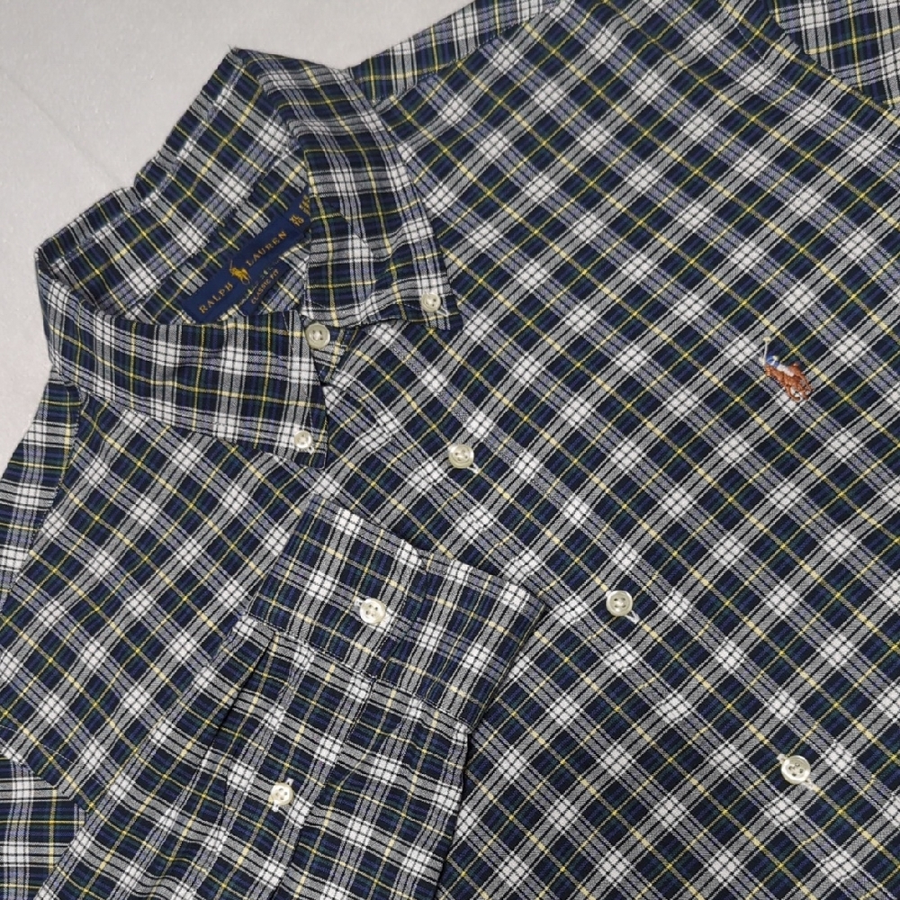 Polo Ralph Lauren Check Plaid‎ Flesh Pony Mens Long Sleeve Button-down Shirt XL